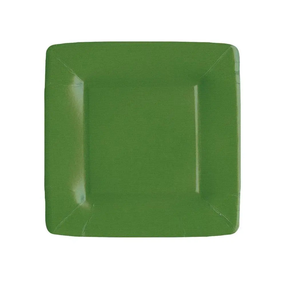 Caspari Grosgrain Border Square Salad Plate in Hunter Green