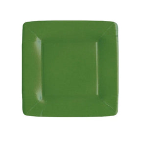 Caspari Grosgrain Border Square Salad Plate in Hunter Green