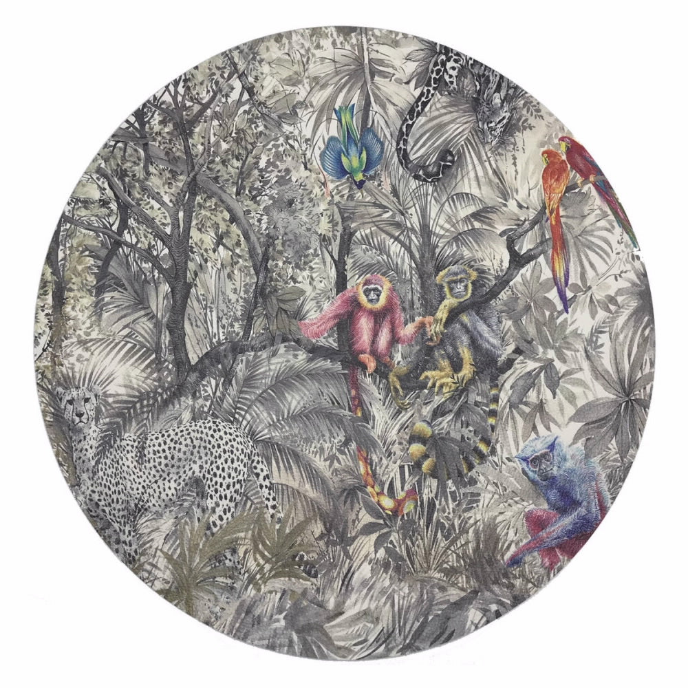 An image of Nicolette Mayer Arcadia Scene Round Pebble Placemat - Cheetah