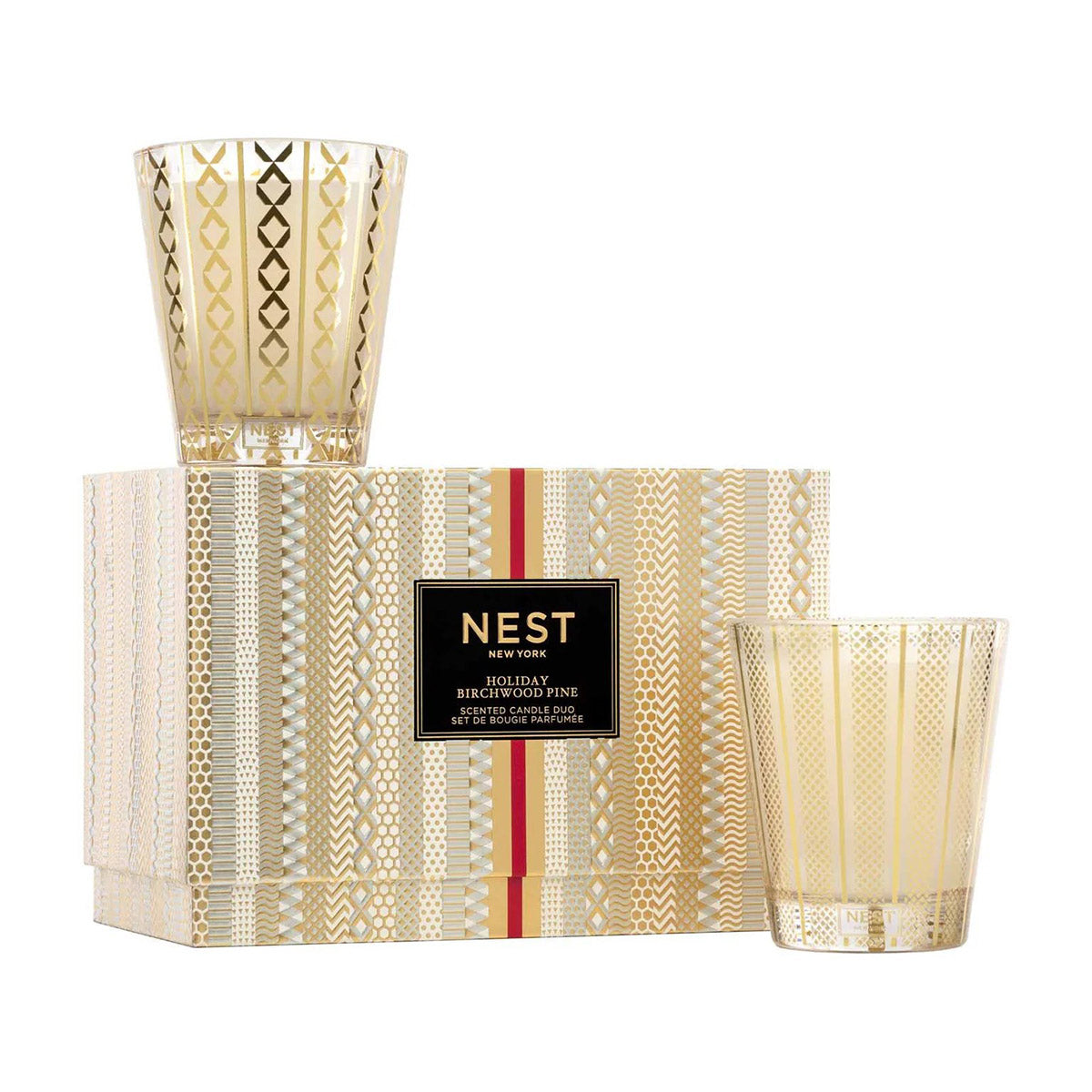 An image of Nest Fragrances Festive Holiday & Birchwood Pine Candle Duo Set