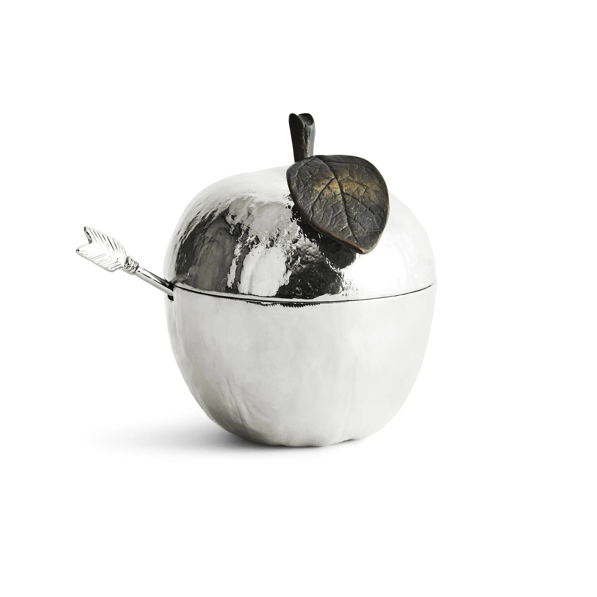 Michael Aram Apple Honey Pot with Spoon - Nickel Plate