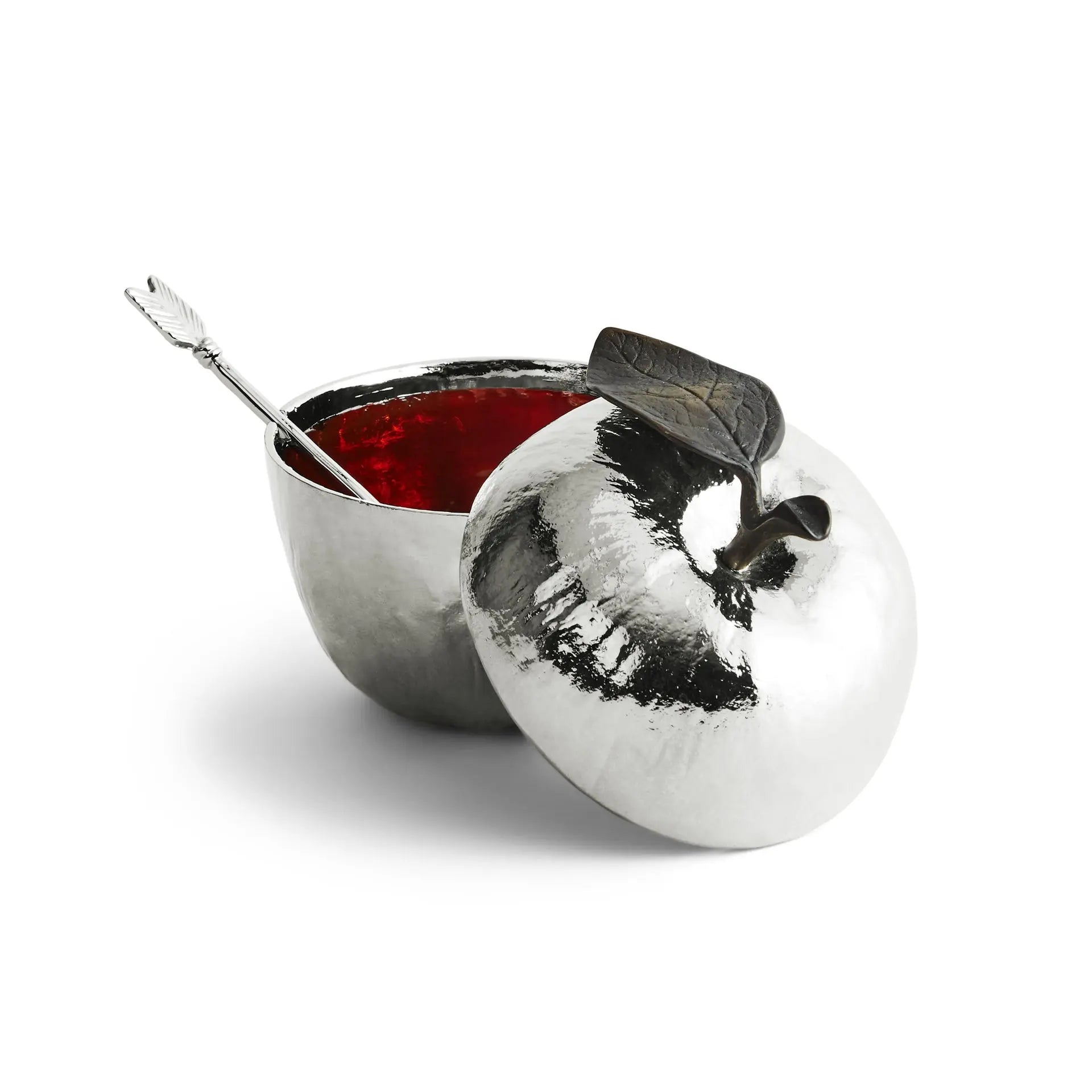 Michael Aram Apple Honey Pot with Spoon - Nickel Plate