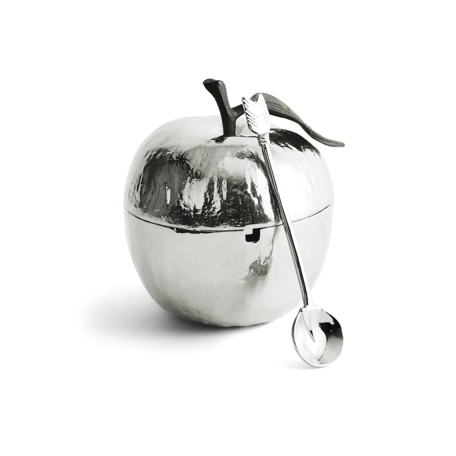 Michael Aram Apple Honey Pot with Spoon - Nickel Plate