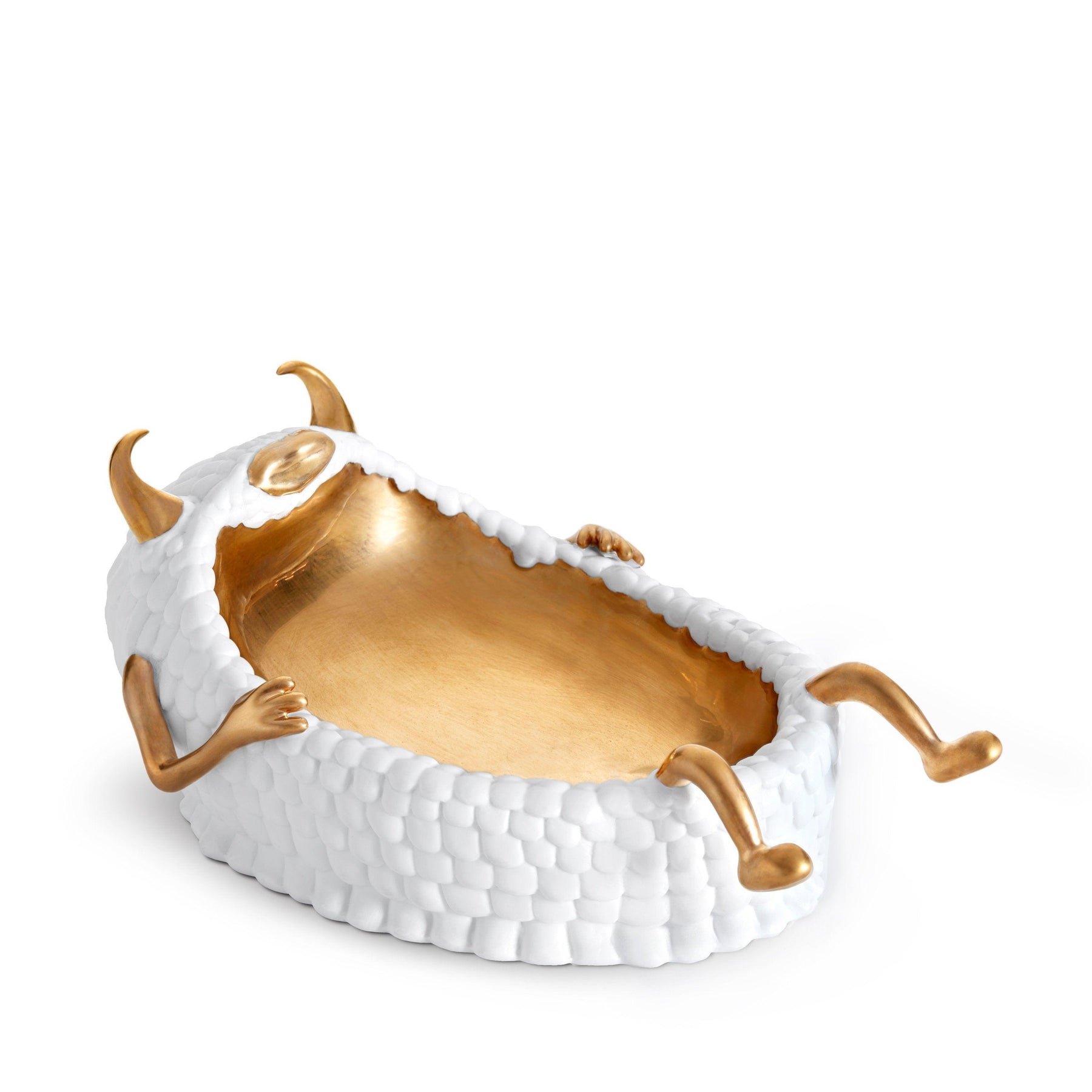 An image of L'Objet Haas Brothers Collection Library Lazy Susan Catchall - White/Gold