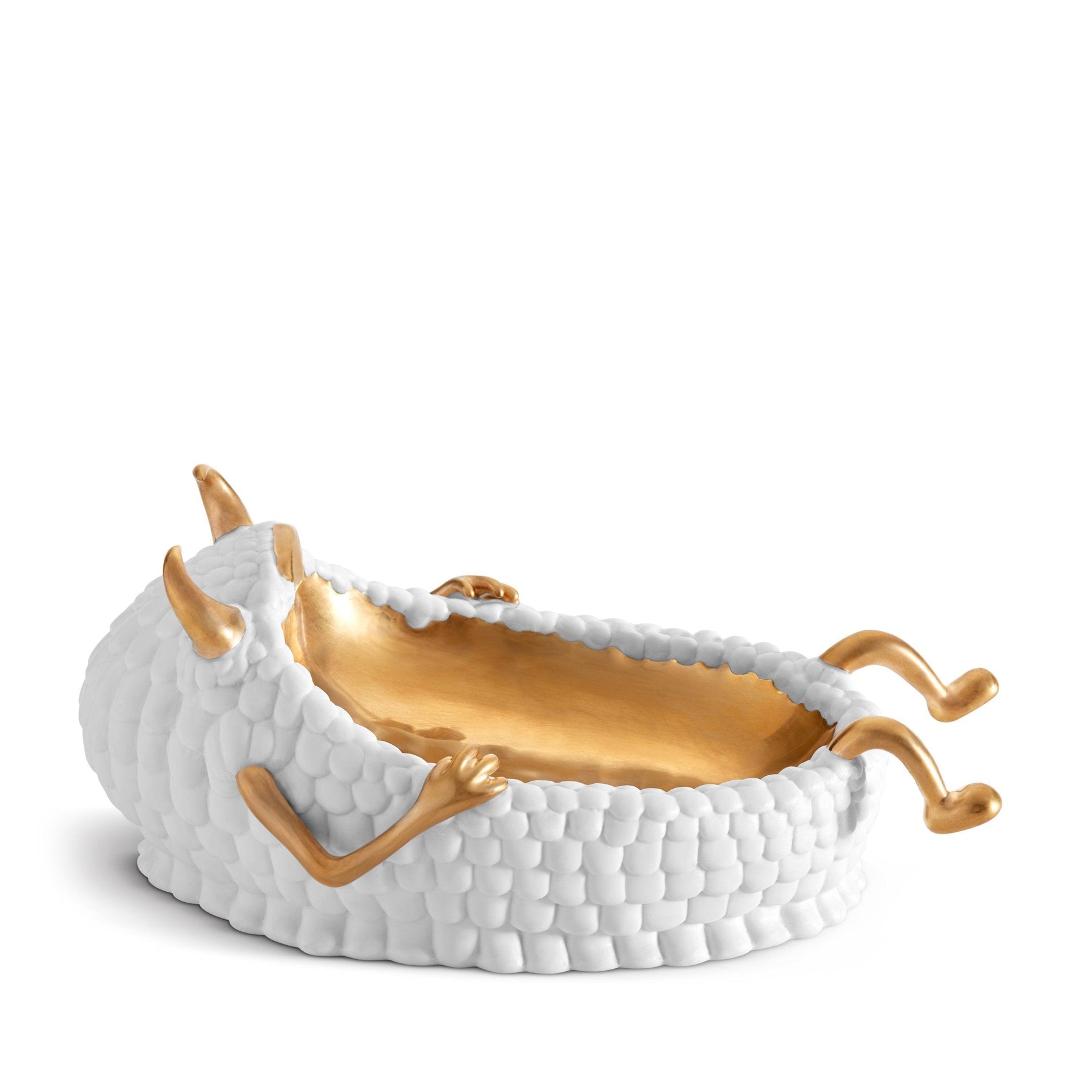 An image of L'Objet Haas Brothers Collection Library Lazy Susan Catchall - White/Gold