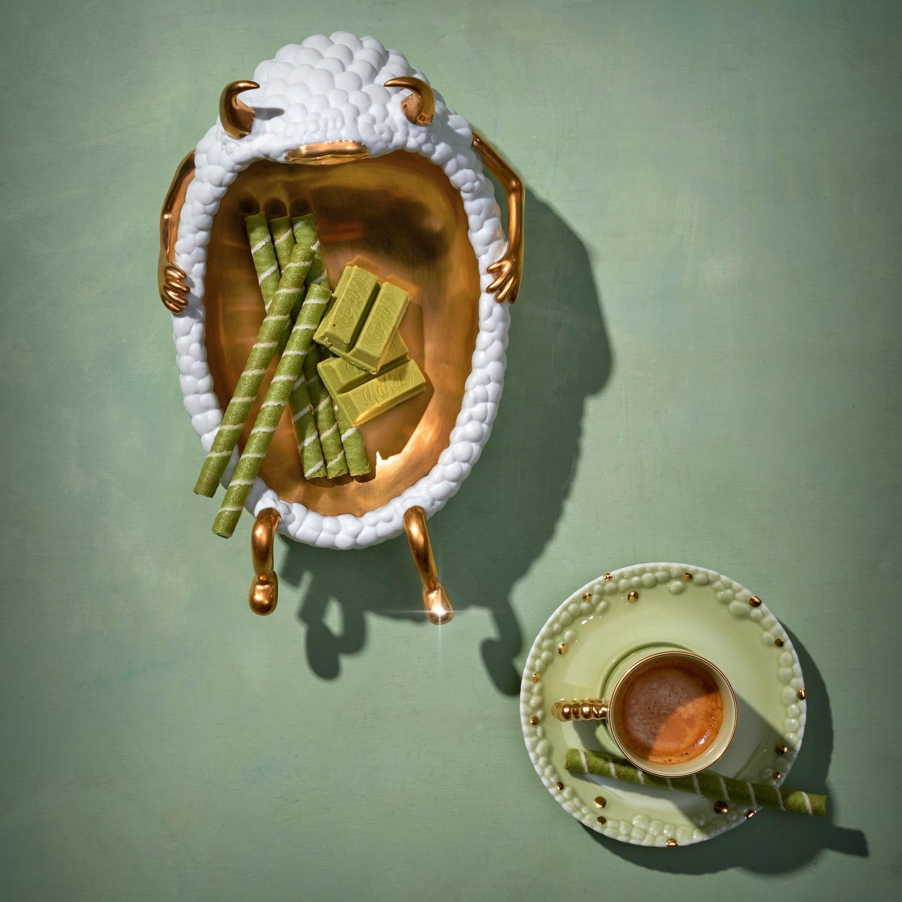An image of L'Objet Haas Brothers Collection Library Lazy Susan Catchall - White/Gold