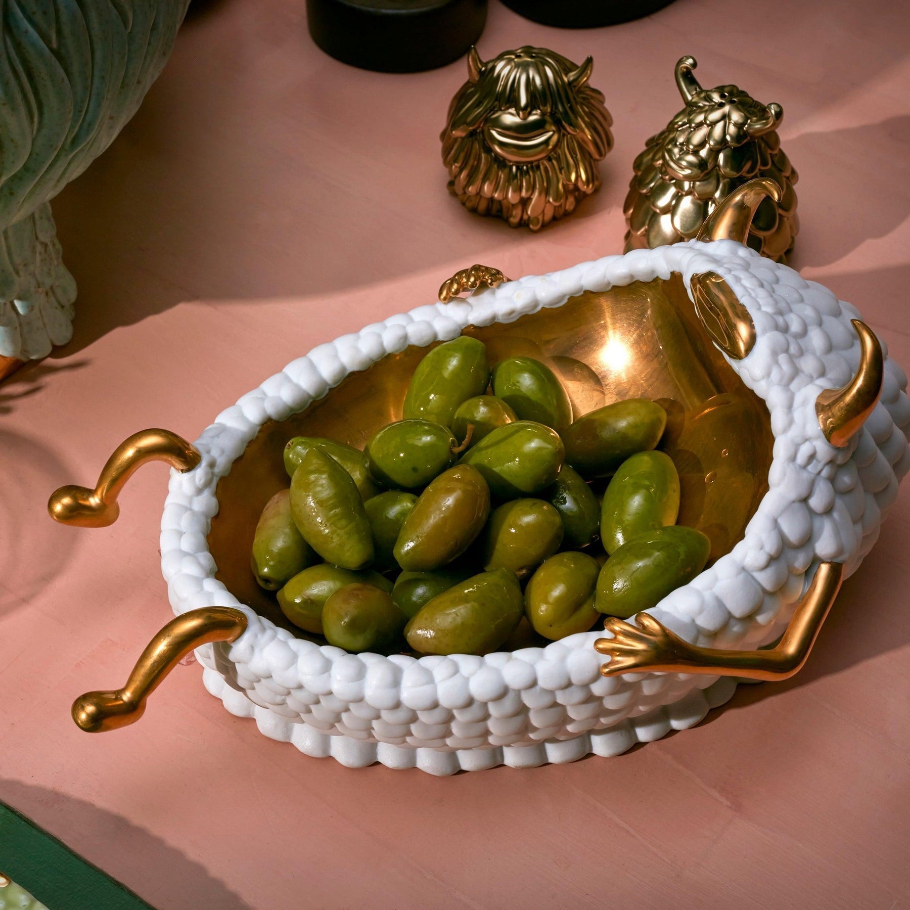 An image of L'Objet Haas Brothers Collection Library Lazy Susan Catchall - White/Gold