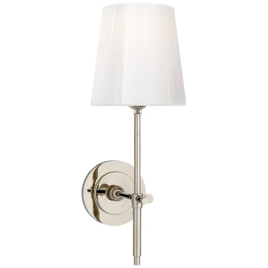 Visual Comfort Bryant Sconce in Polished Nickel and White