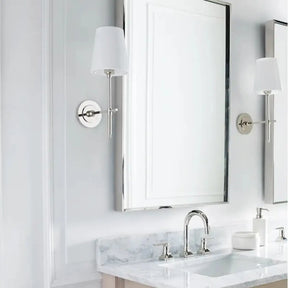 Visual Comfort Bryant Sconce in Polished Nickel and White in a room