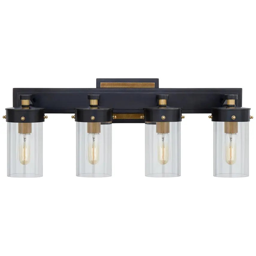 Visual Comfort Marais Four-Light Bath Sconce in Bronze with Antique Brass and Clear