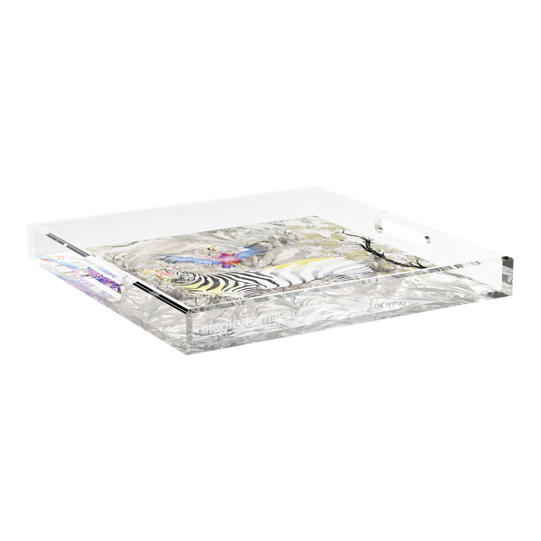 An image of Nicolette Mayer Arcadia Zebra Acrylic Tray - 18x18