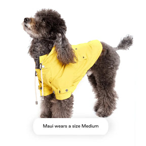 Max-Bone Talon Yellow Raincoat maui wears a size medium