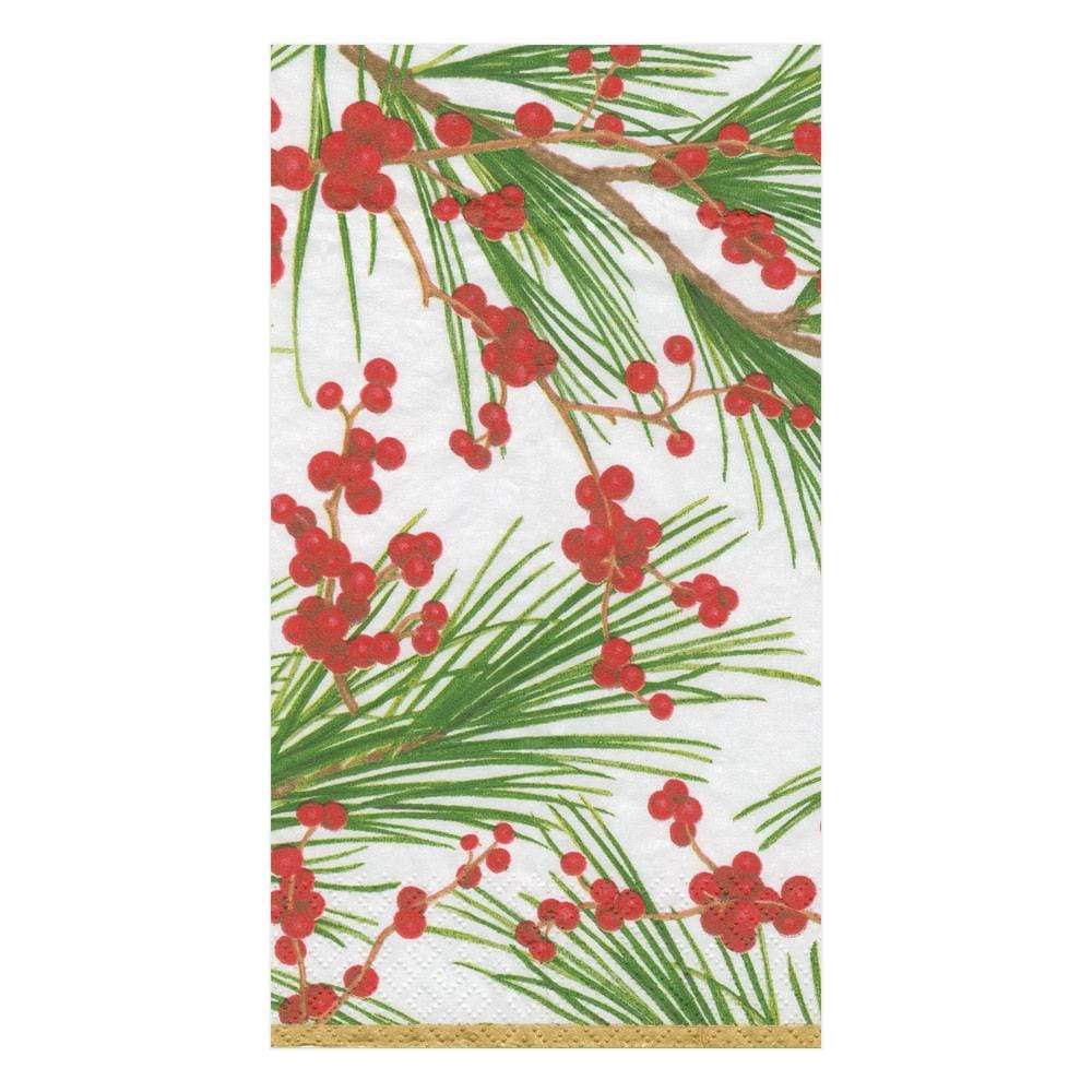 An image of Caspari Berries & Pine Guest Towels