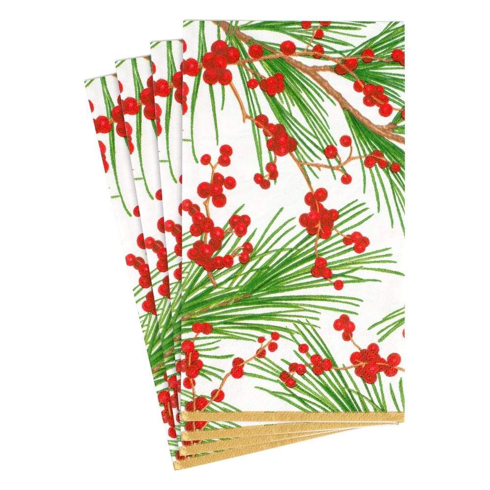 An image of Caspari Berries & Pine Guest Towels