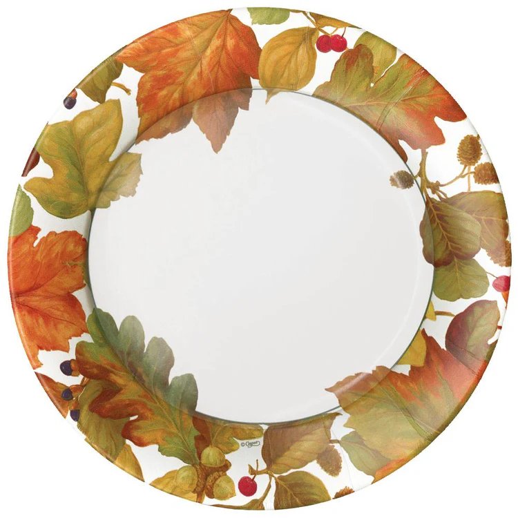 Caspari Autumn Leaves Round Dinner Plates
