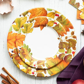 Caspari Autumn Leaves Round Dinner Plates