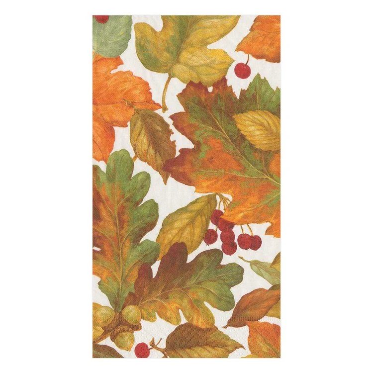 An image of Caspari Autumn Leaves Guest Towels