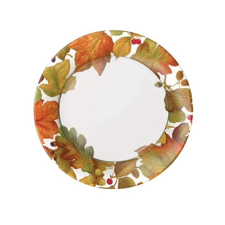 An image of Caspari Autumn Leaves Round Salad & Dessert Plates