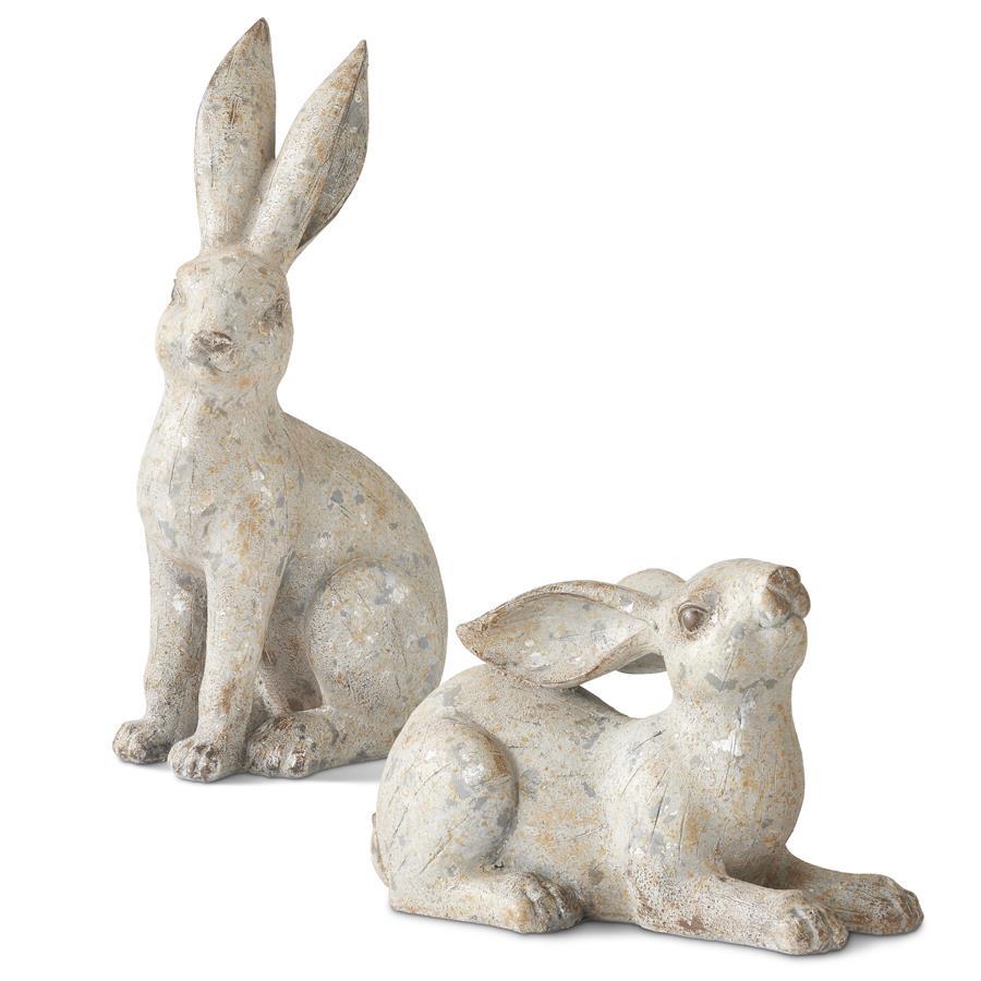 K & K Resin Distressed Gray Bunnies - Set of 2