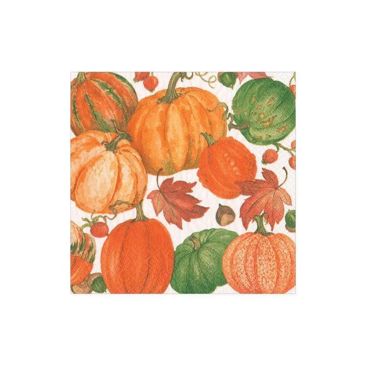 An image of Caspari Pumpkin Field Cocktail Napkins