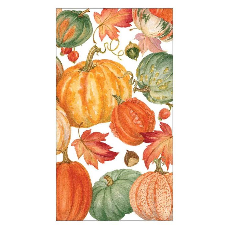 An image of Caspari Pumpkin Field Guest Towels