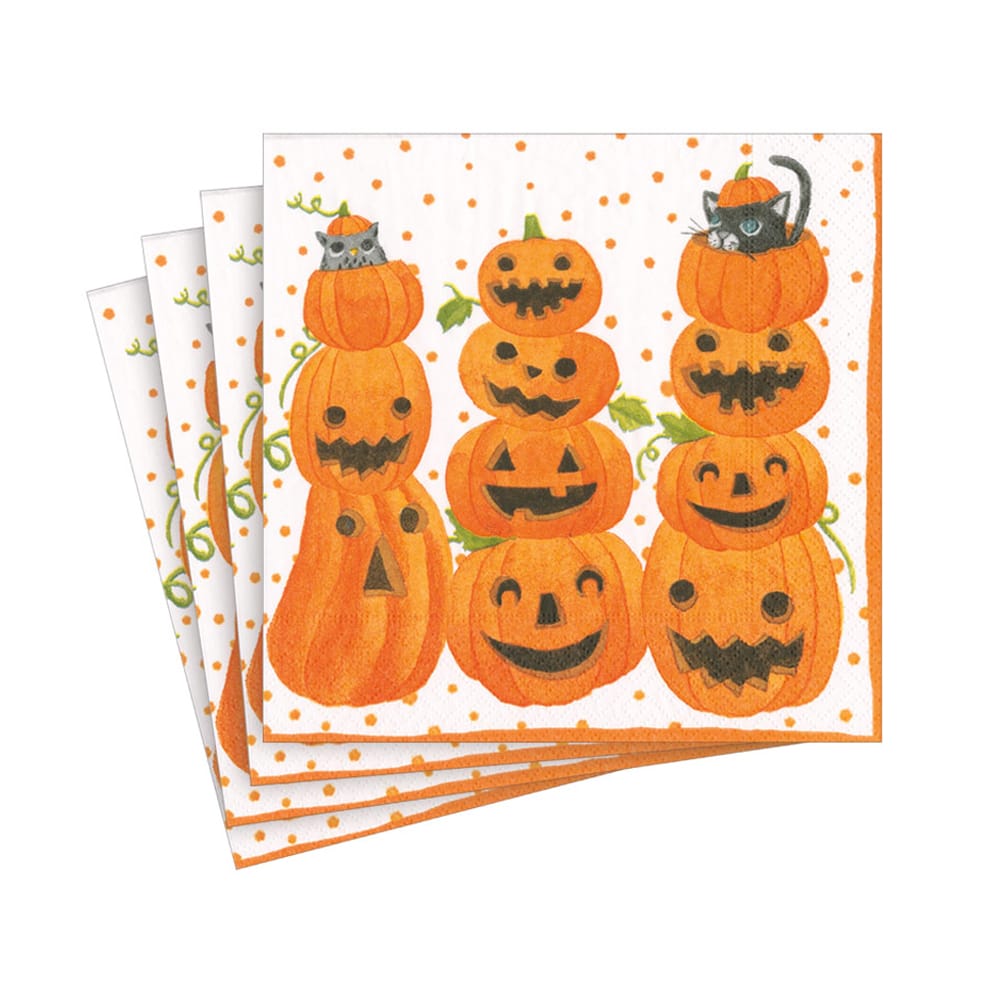 Caspari Jack O'Lanterns Cocktail Napkins