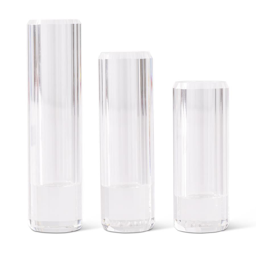 An image of K & K Prism Cut Crystal Bud Vasesinches-Set of 3