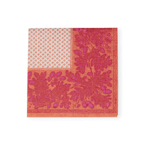 Caspari Oak Leaves and Acorns Cocktail Napkin in  Orange Fuchsia