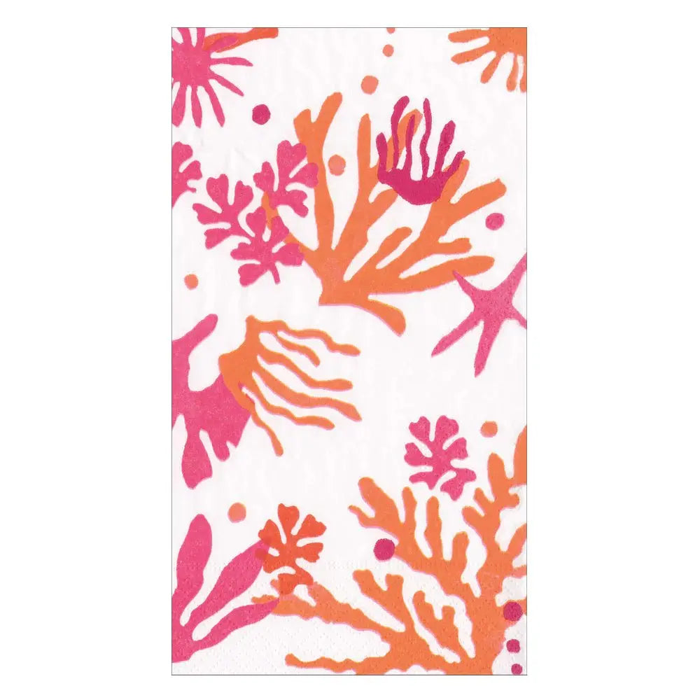 An image of Caspari Matisse Coral Guest Towel