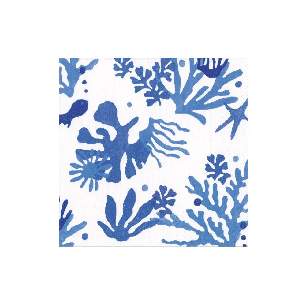 Caspari Matisse Coral Blue Cocktail Napkin