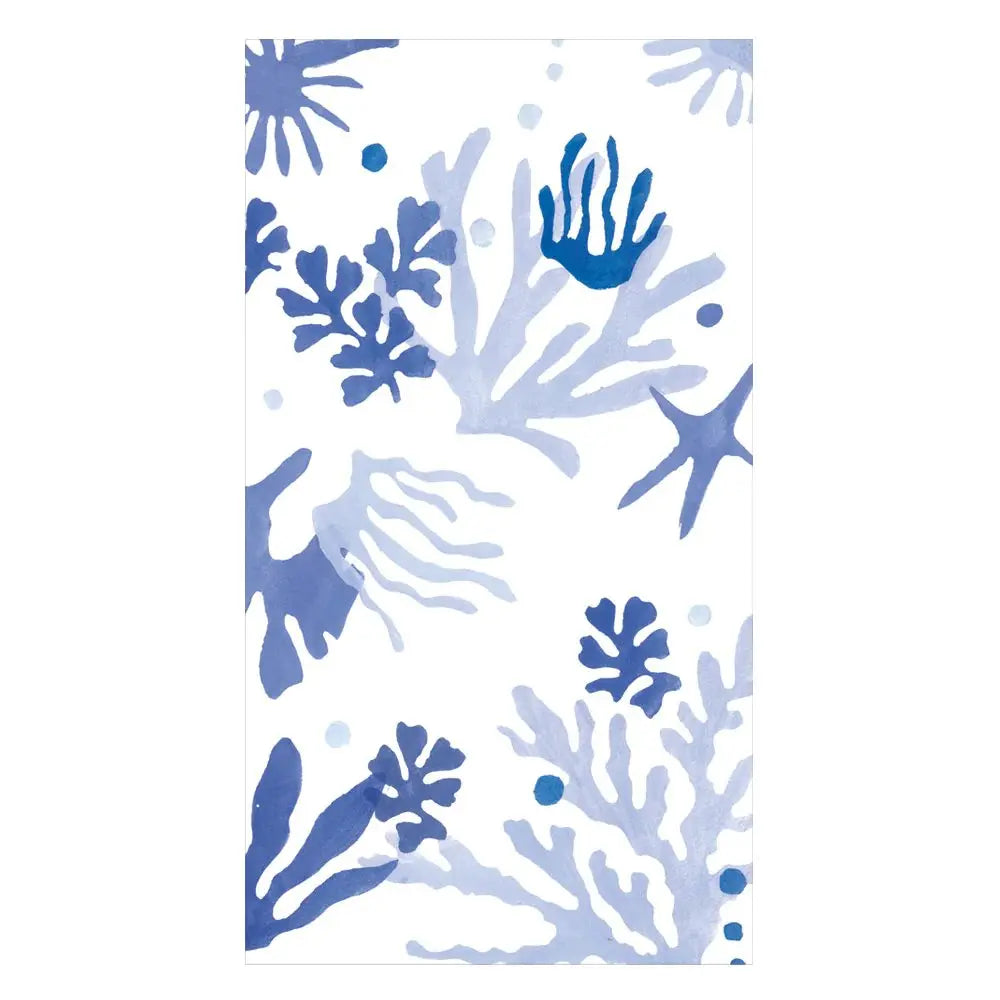 Caspari Matisse Coral Blue Guest Towel
