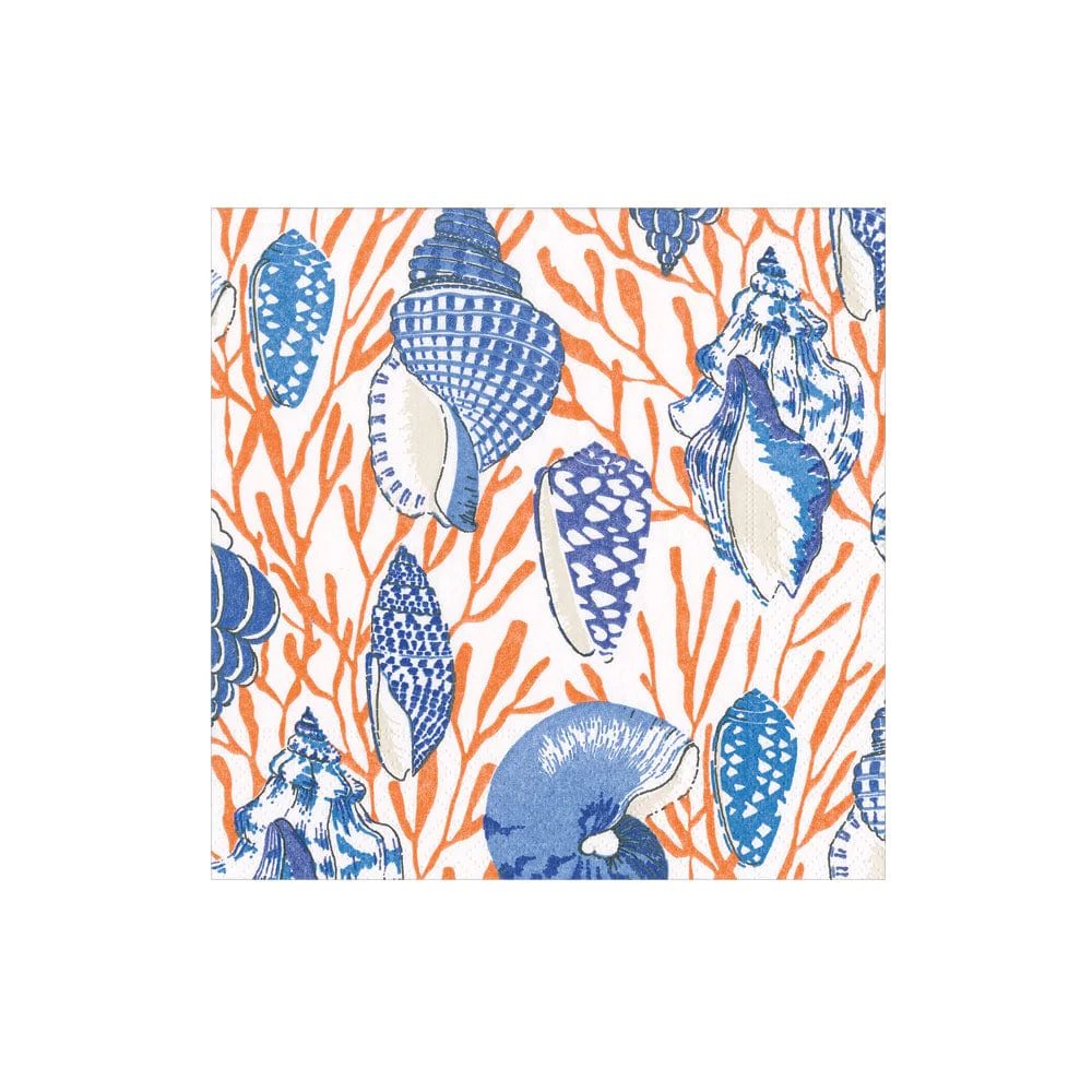Caspari Shell Toile Cocktail Napkins