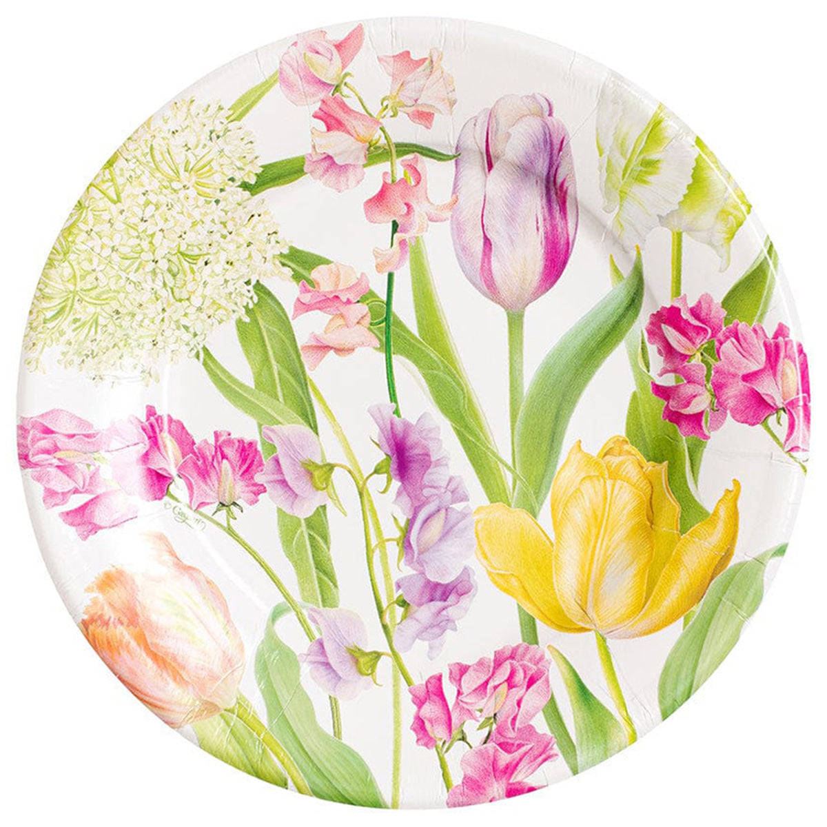 An image of Caspari Spring Flower Show Salad & Dinner Plates