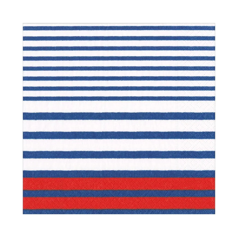 Caspari Breton Stripe Luncheon Napkins in Blue