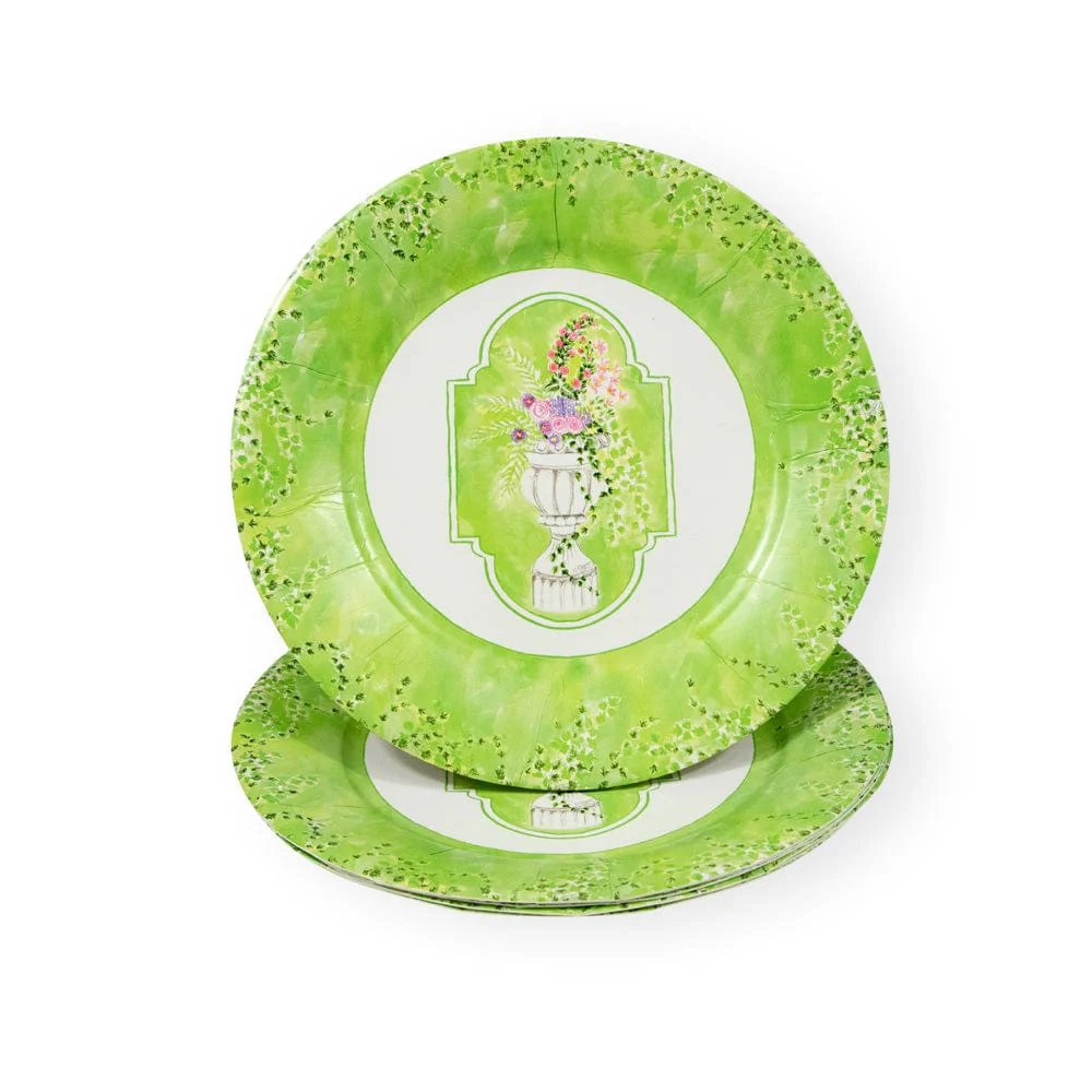 An image of Caspari Jardin De Luxembourg Square Dinner Plates