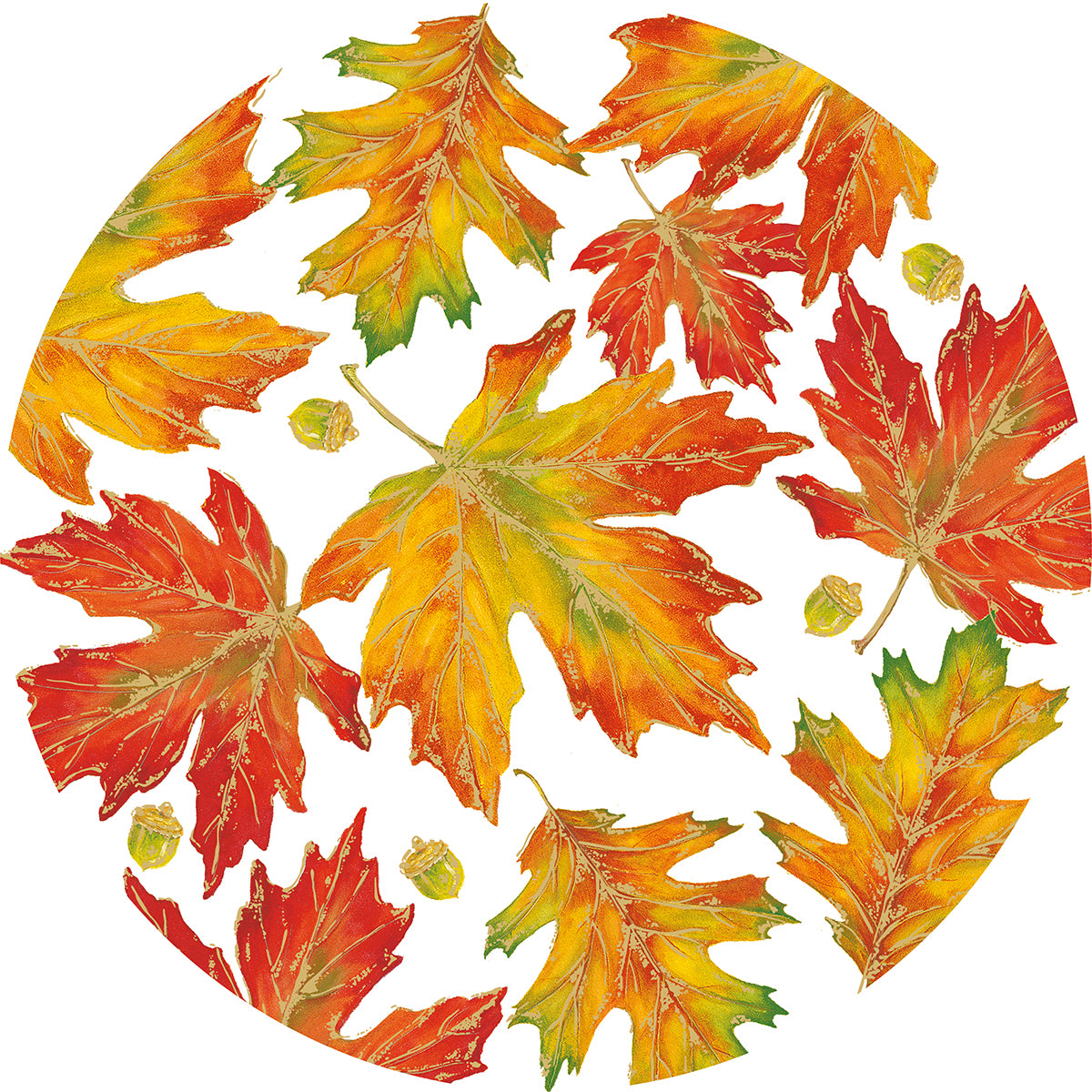 An image of Caspari Autumn Hues Round Dinner Plates