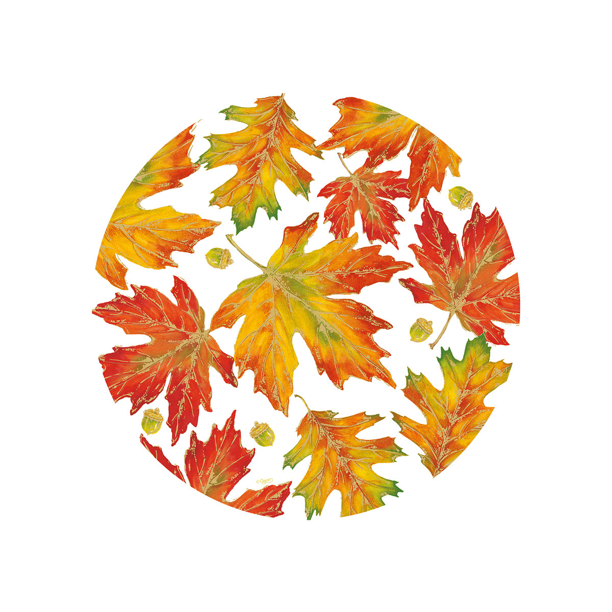 An image of Caspari Autumn Hues Round Salad & Dessert Plates