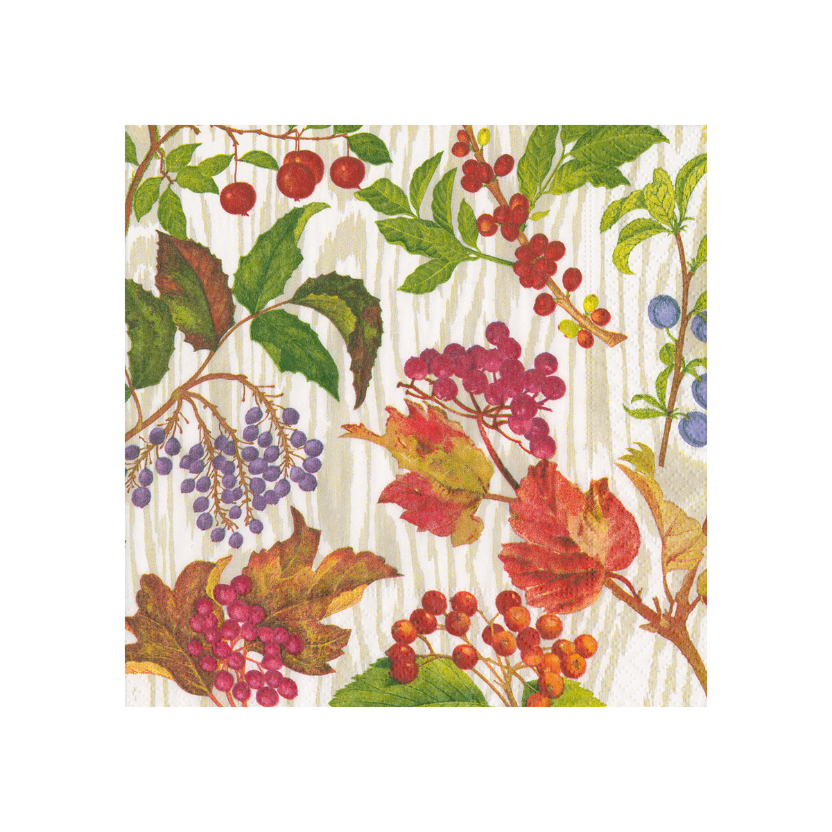 An image of Caspari Berry Botanical Cocktail Napkins