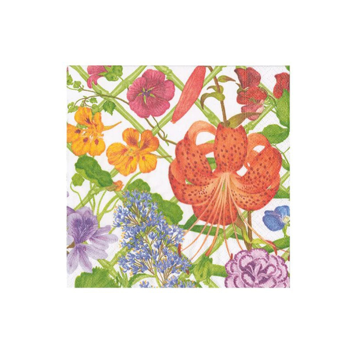 An image of Caspari Floral Trellis Cocktail Napkins
