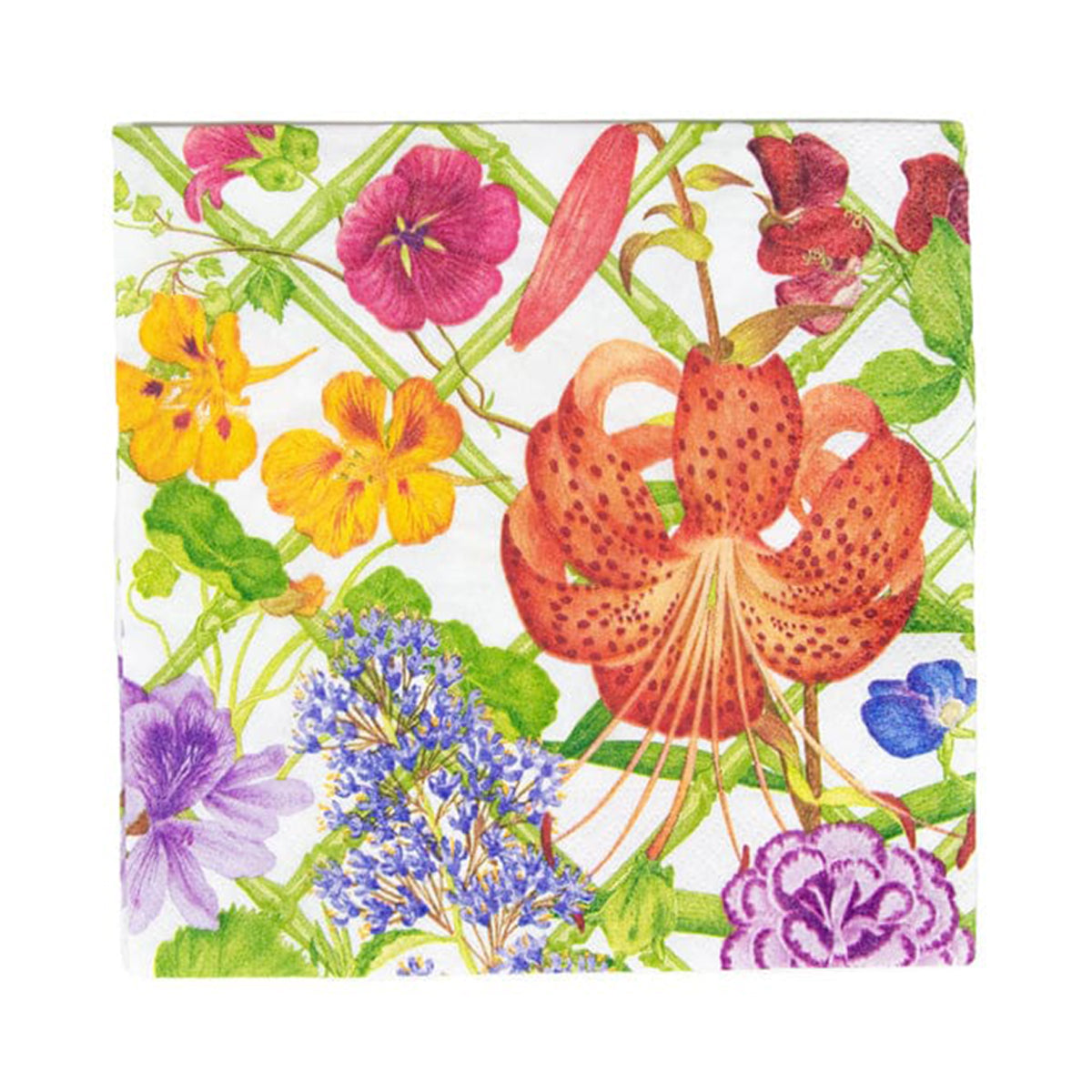 An image of Caspari Floral Trellis Luncheon Napkin