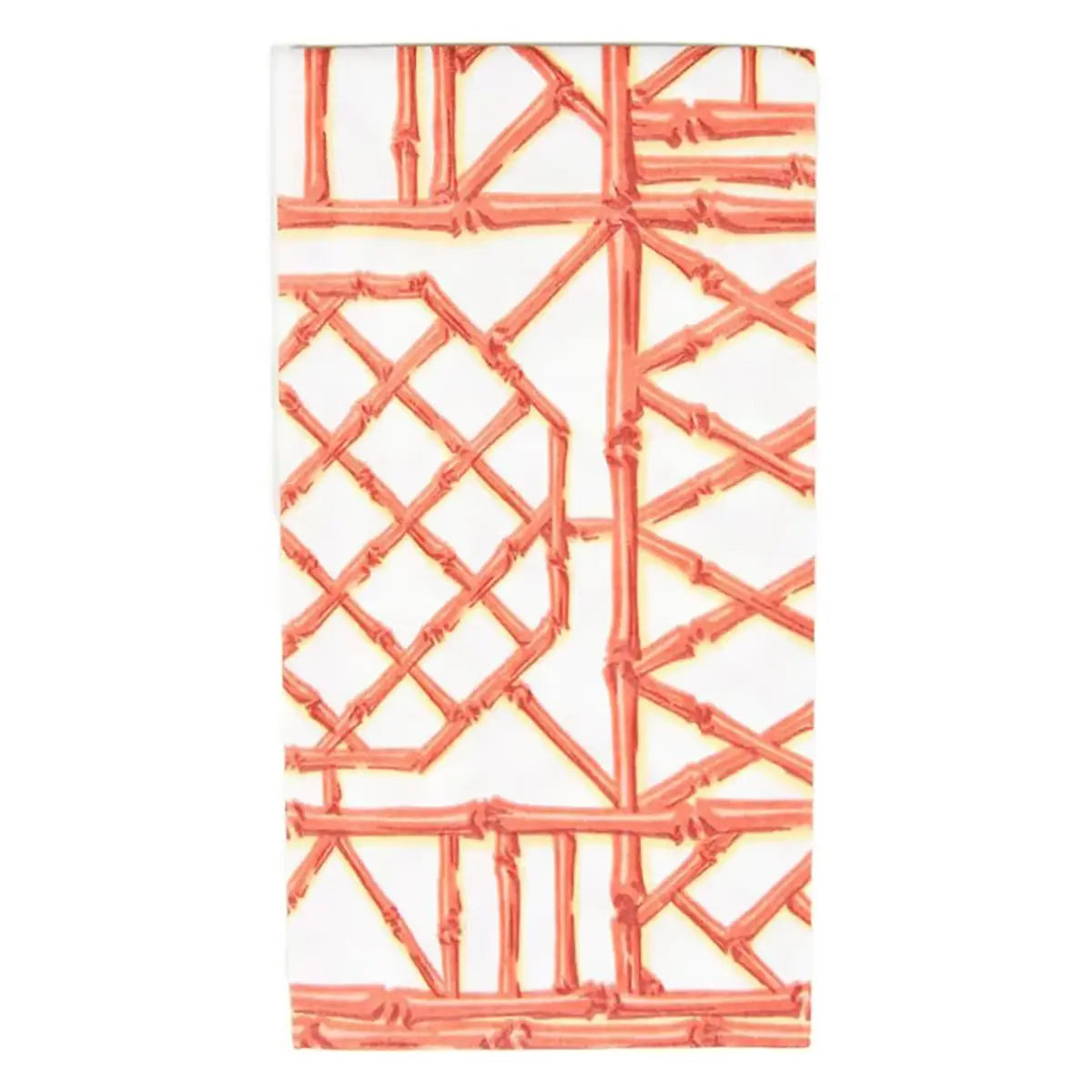 Caspari Bamboo Screen Paper Linen Guest Towels in Coral