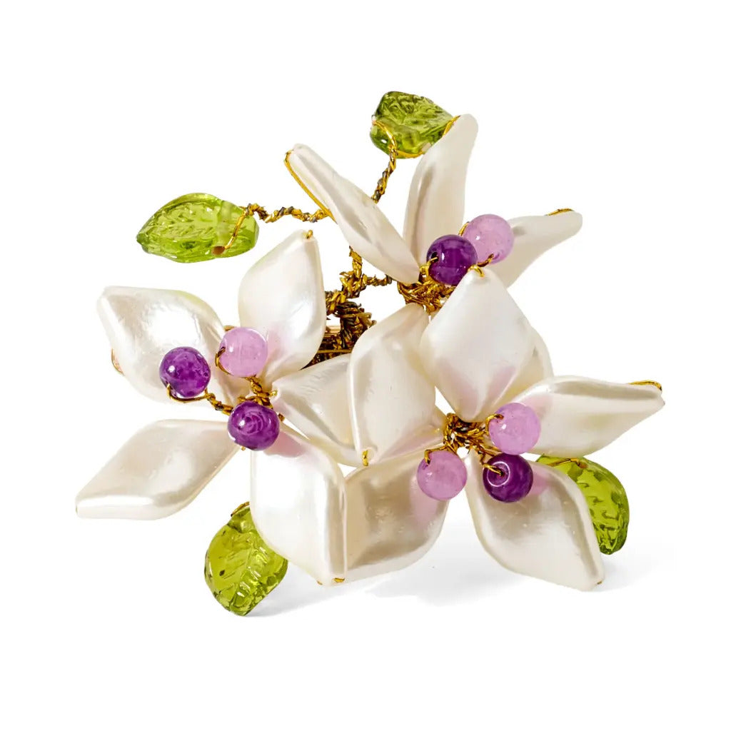 Deborah Rhodes Spring Jasmine Pearl Set of 4 Napkin Ring