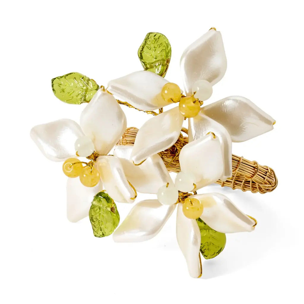 Deborah Rhodes Spring Jasmine Pearl Set of 4 Napkin Ring