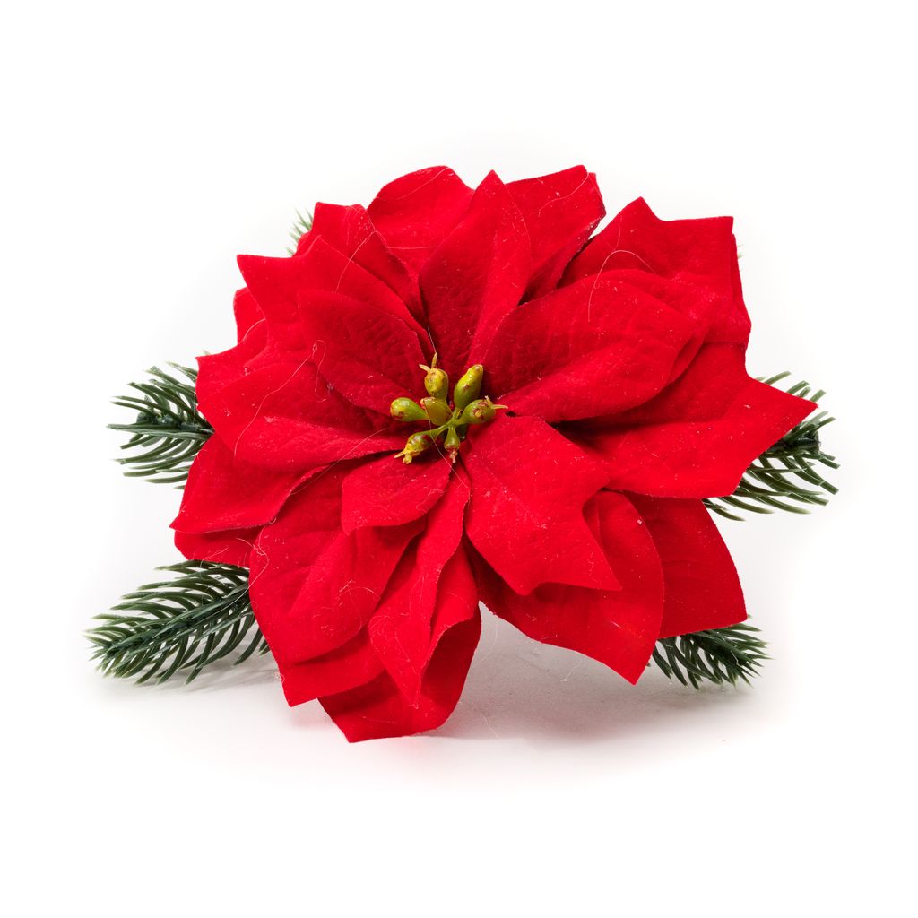 An image of Deborah Rhodes Pine Poinsettia Napkin Ring - Set of 4