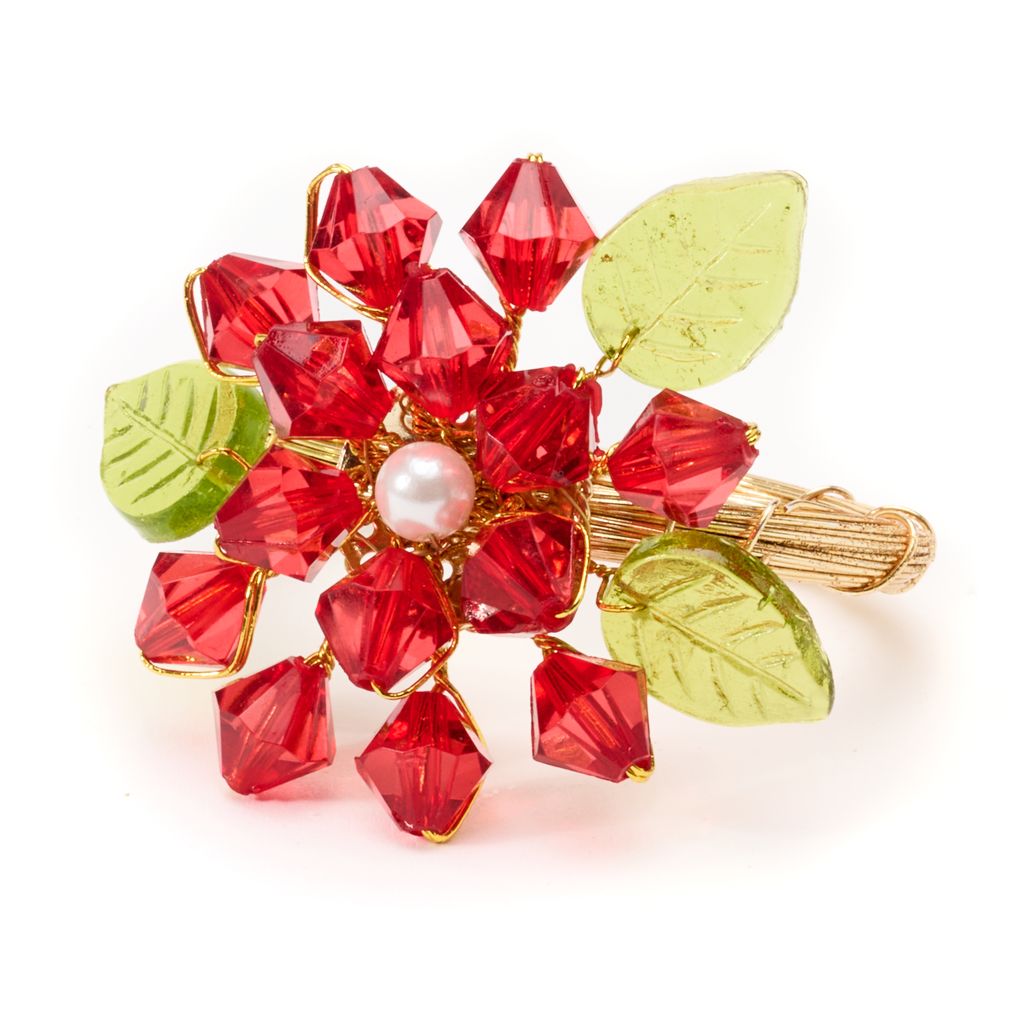 An image of Deborah Rhodes Glass Dahlia Napkin Ring - Set of 4