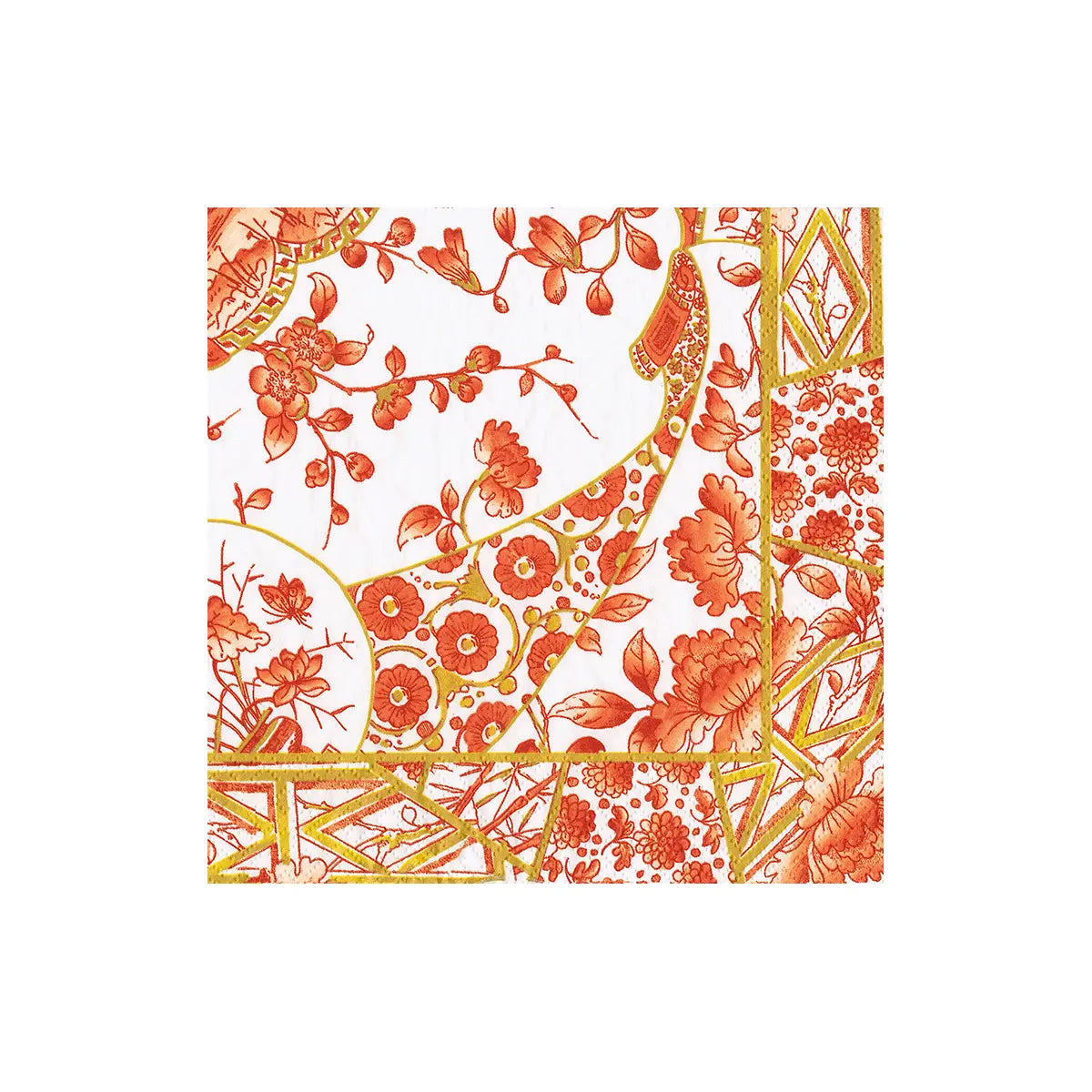 Caspari Gilded Porcelain Coral Cocktail Napkins