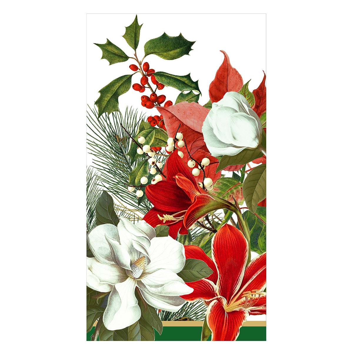 An image of Caspari Christmas Garden Guest Towels