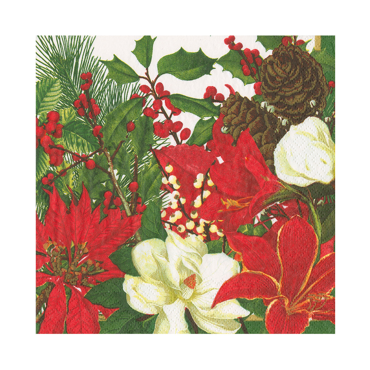 An image of Caspari Christmas Garden Luncheon Napkins