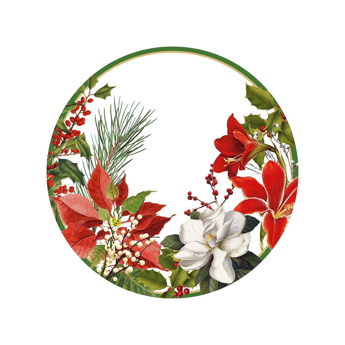 An image of Caspari Christmas Garden Salad & Dessert Plates