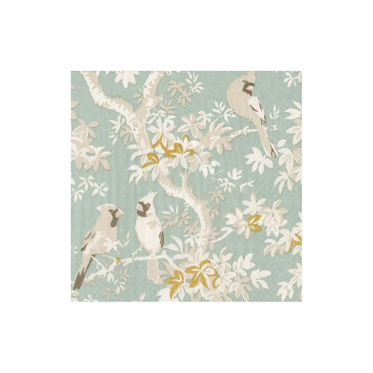 Caspari Scenic Songbirds Cocktail Napkins in Celadon